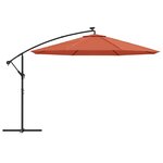 vidaXL Parasol déporté avec lumières LED Terre cuite 350 cm