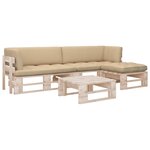 vidaXL Salon de jardin palette 4Pièces avec coussins Bois de pin imprégné