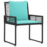vidaXL Ensemble de meubles d'extérieur 4 Pièces Noir et turquoise