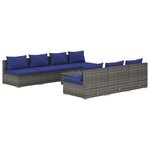 vidaXL Salon de jardin 8 Pièces avec coussins résine tressée gris