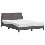 vidaXL Lit avec matelas gris 140x200 cm similicuir