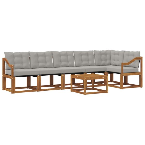 vidaXL Ensemble de canapés d'extérieur 7 pc Gris Naturel et Clair