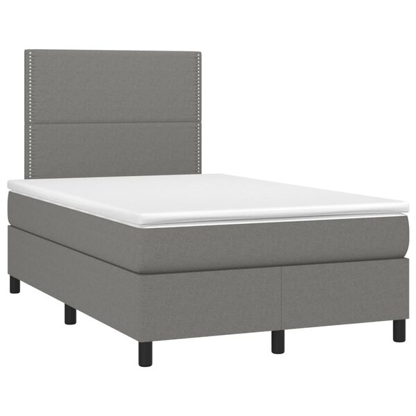 vidaXL Sommier à lattes de lit avec matelas gris foncé 120x190cm tissu