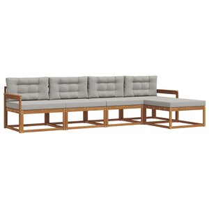 vidaXL Ensemble de canapés d'extérieur 5 pc Gris Naturel et Clair