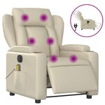 vidaXL Fauteuil de massage inclinable électrique crème similicuir