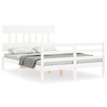 vidaXL Cadre de lit avec tête de lit blanc 140x190 cm bois massif