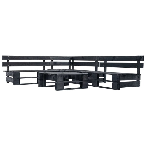 Salon de jardin meuble d'extérieur ensemble de mobilier palette 4 pièces noir bois 02_0018383