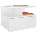 vidaXL Tables de chevet flottantes 2Pièces Blanc brillant Bois ingénierie