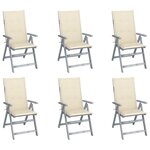 vidaXL Chaises inclinables de jardin lot de 6 et coussins Bois acacia