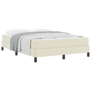 vidaXL Cadre de lit avec matelas Crème 140 x 190 cm tissu