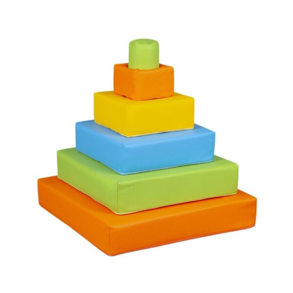 Pyramide- lot de 6 gros blocs jaune vert bleu orange