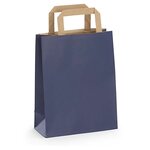 Sac kraft bleu à poignées plates raja 26 x 35 x 12 cm (lot de 50)