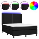 vidaXL Sommier à lattes de lit matelas LED Noir 140x200 cm Tissu