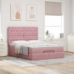 VidaXL Cadre de lit ottoman avec matelas rose 140x200 cm velours