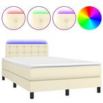 vidaXL Sommier tapissier et matelas et LED Crème 120x200 cm Similicuir
