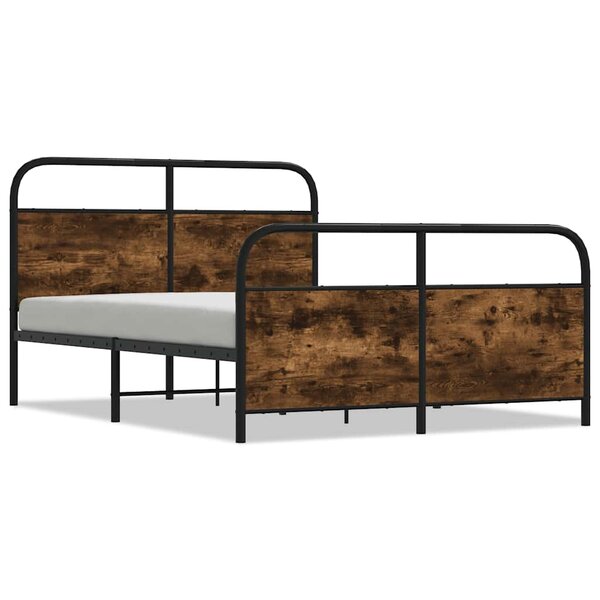 vidaXL Cadre de lit en métal sans matelas chêne fumé 137x190 cm