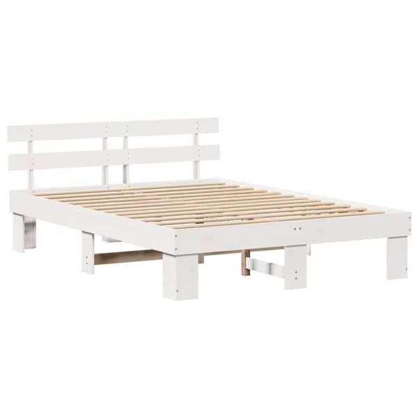 vidaXL Cadre de lit Blanc 140 x 200 cm Bois de pin massif