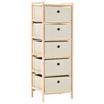 vidaXL Étagère de rangement 5 paniers tissu bois de cèdre beige