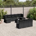 vidaXL Salon de jardin 11 Pièces avec coussins noir résine tressée