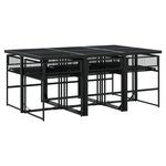 vidaXL Ensemble à manger de jardin coussins 7 Pièces noir résine tressée