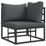 vidaXL Ensemble de canapé de jardin avec coussin 4 Pièces Noir Aluminium