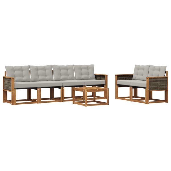 vidaXL Ensemble de canapés d'extérieur 7 Pièces Naturel et gris clair
