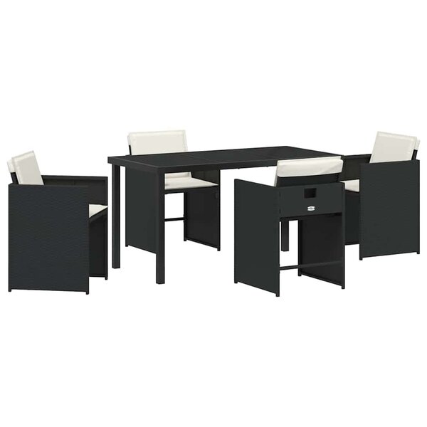 vidaXL Ensemble de salle à manger pour jardin 5 Pièces Noir Poly rotin