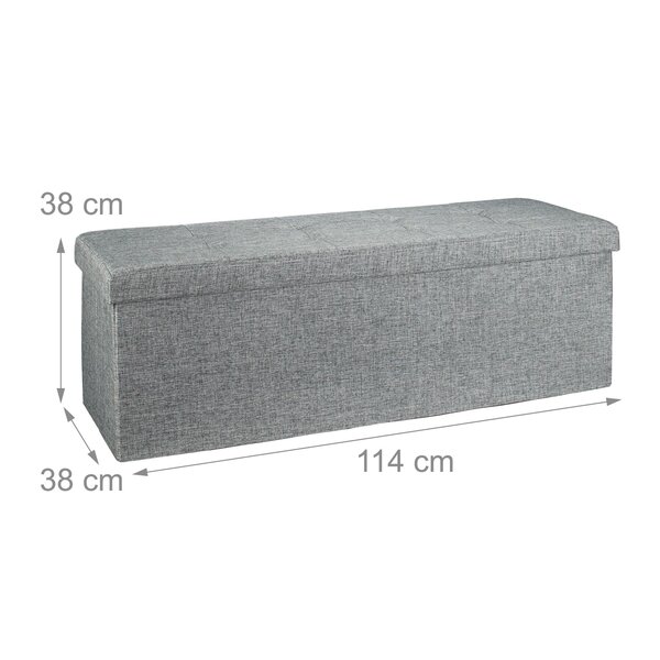 Banquette banc pour coffre de rangement en lin avec couvercle gris 114 cm 3013010