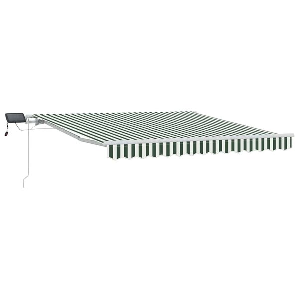 vidaXL Auvent Rétractable Vert et blanc 350 x 250 cm Tissu et acier