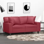 vidaXL Canapé 2 places avec oreillers bordeaux 120 cm similicuir
