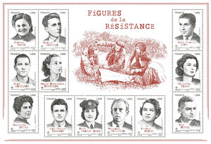 Bloc de 12 timbres - Figures de la résistance - Lettre verte