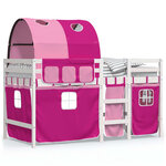 vidaXL Lit mezzanine enfants avec tunnel sans matelas rose 90x200 cm