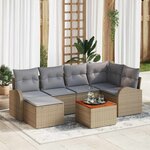 vidaXL Ensemble de canapé de jardin 7 Pièces Beige Poly rotin