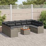 vidaXL Ensemble de canapé de jardin 10 Pièces Gris Poly rotin