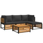 vidaXL Salon de jardin avec coussins 5 Pièces Bois d'acacia solide