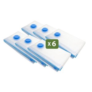 Pack and Move - Lot 6 Housses Rangement Sous Vide - Taille XL 70 x 100 cm - Sac de Compression - Couettes Oreillers - Gros Format - Fermeture Zip