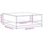 vidaXL Table basse noir 80x80x30 cm bois d'ingénierie et métal