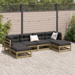 vidaXL Salon de jardin 6 Pièces avec coussins bois de pin imprégné