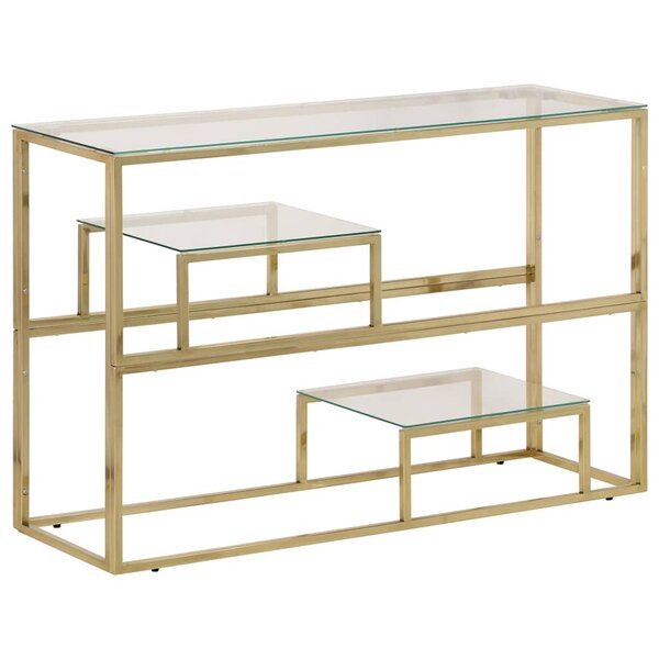 vidaXL Table console doré acier inoxydable et verre trempé
