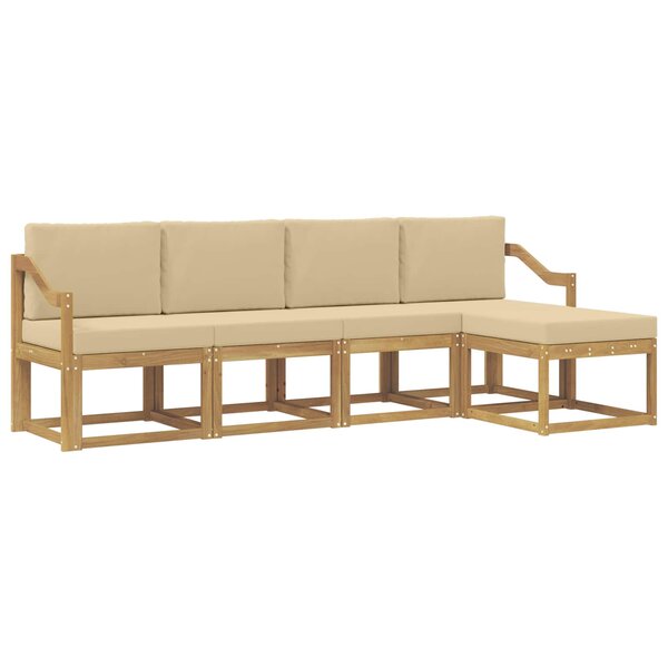 vidaXL Ensemble de canapés d'extérieur 5 pc Blanc et Beige