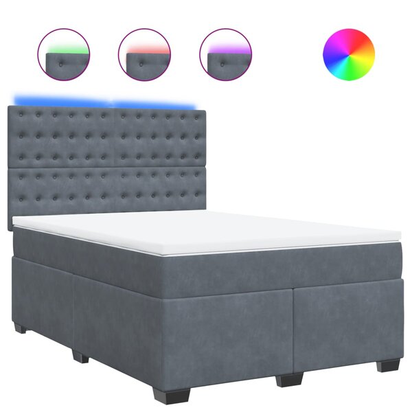vidaXL Sommier à lattes de lit et matelas Gris foncé 160x200cm Velours