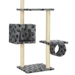 vidaXL Arbre à chat avec griffoirs en sisal 260 cm Gris Motif pattes