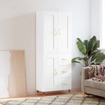 vidaXL Buffet haut Blanc 69 5x34x180 cm Bois d'ingénierie