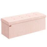 Banc de rangement pouf pliable 38 x 76 x 38 cm bout de lit repose-pieds coffre de rangement charge jusqu'à 300 kg pour salon chambre entrée rose 12_0004169