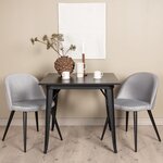 Venture home chaises à manger lot de 2 velvet velours noir/gris