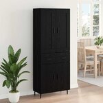 vidaXL Haut Armoire 2 Pièces Chêne noir Bois Aggloméré et Verre