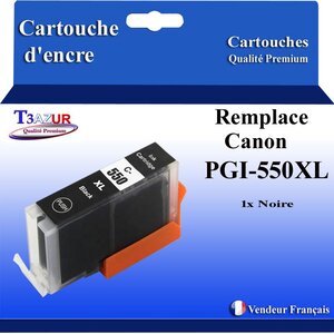 T3AZUR - Cartouche compatible avec Canon PGI550XL PGI-550 XL pour Canon Pixma IP7200 IP7250 IP8700 IP8750 IX6800 IX6850 Noire