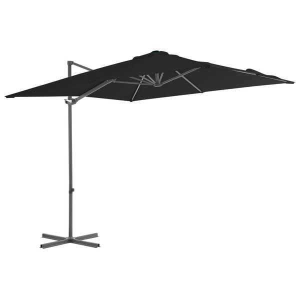 vidaXL Parasol de jardin en porte-à-faux avec mât en acier noir