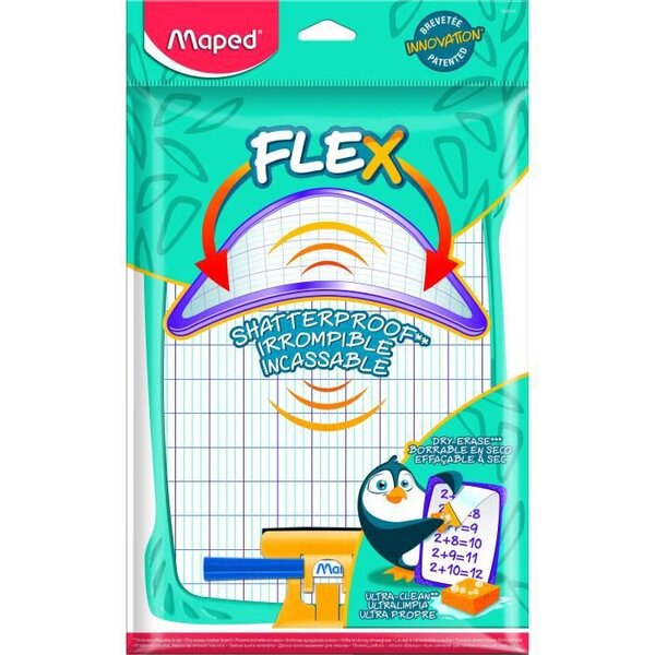 MAPED - Ardoise Blanche incassable Décorée + Accessoires BLEUE