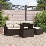 vidaXL Set de canapé de jardin 6 pièces avec coussins marron en résine tressée